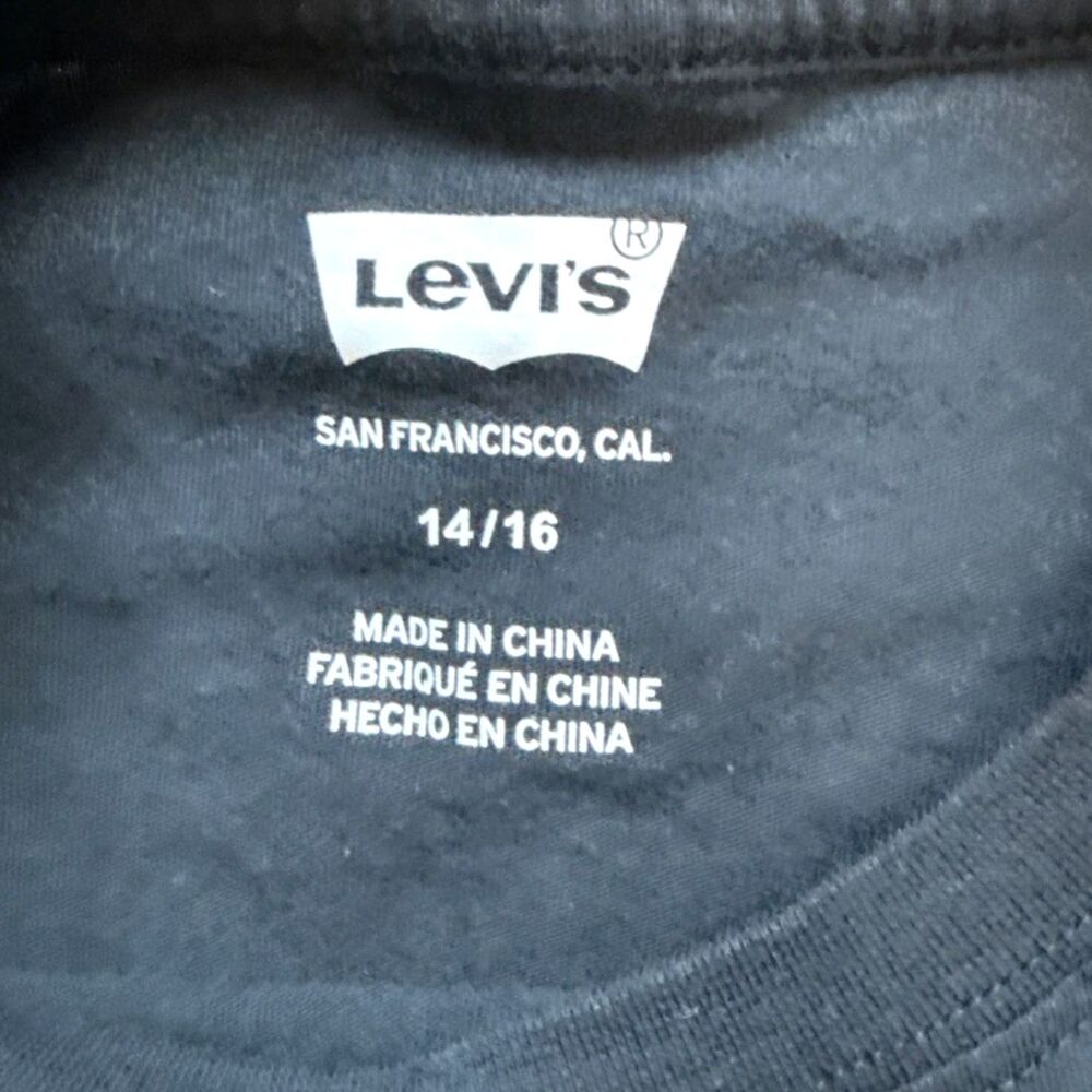 Levi's Boys Tee Shirt L 14/16 Black Trademark Logo Short Sleeve Skater Spring - Picture 3 of 5